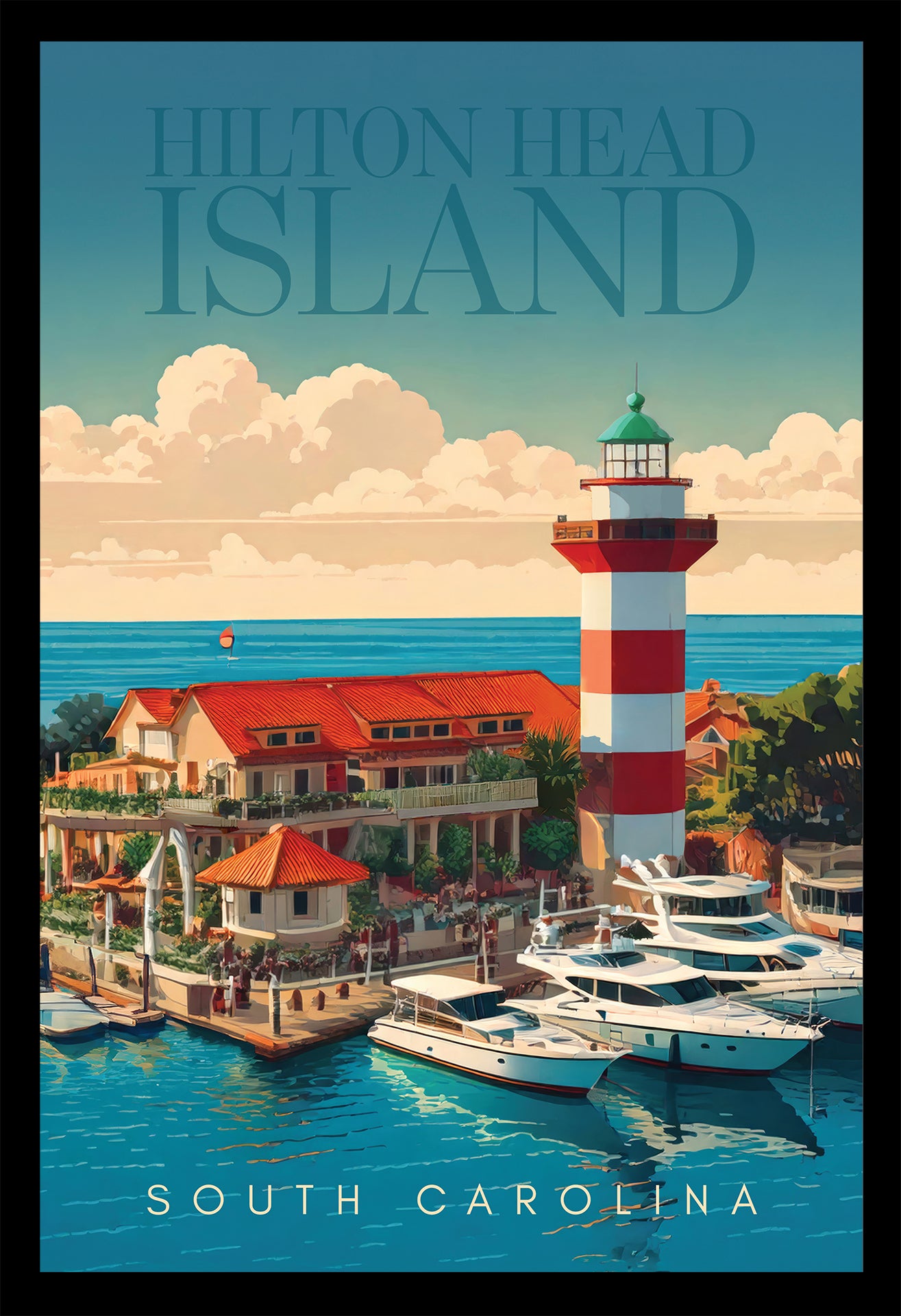 Hilton Head Island Harbour Town Digital Art Print