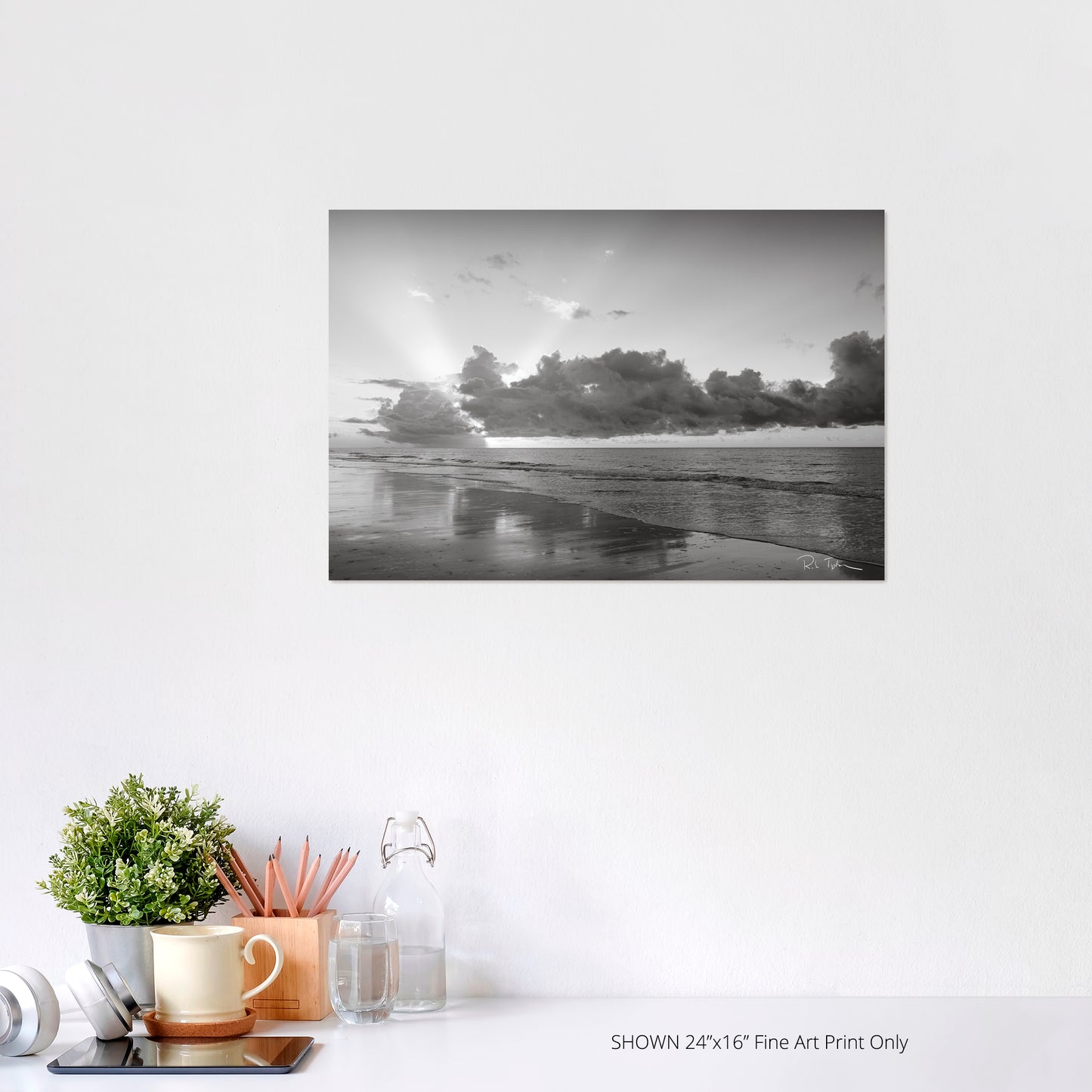 Beach Sunrise - Black & White