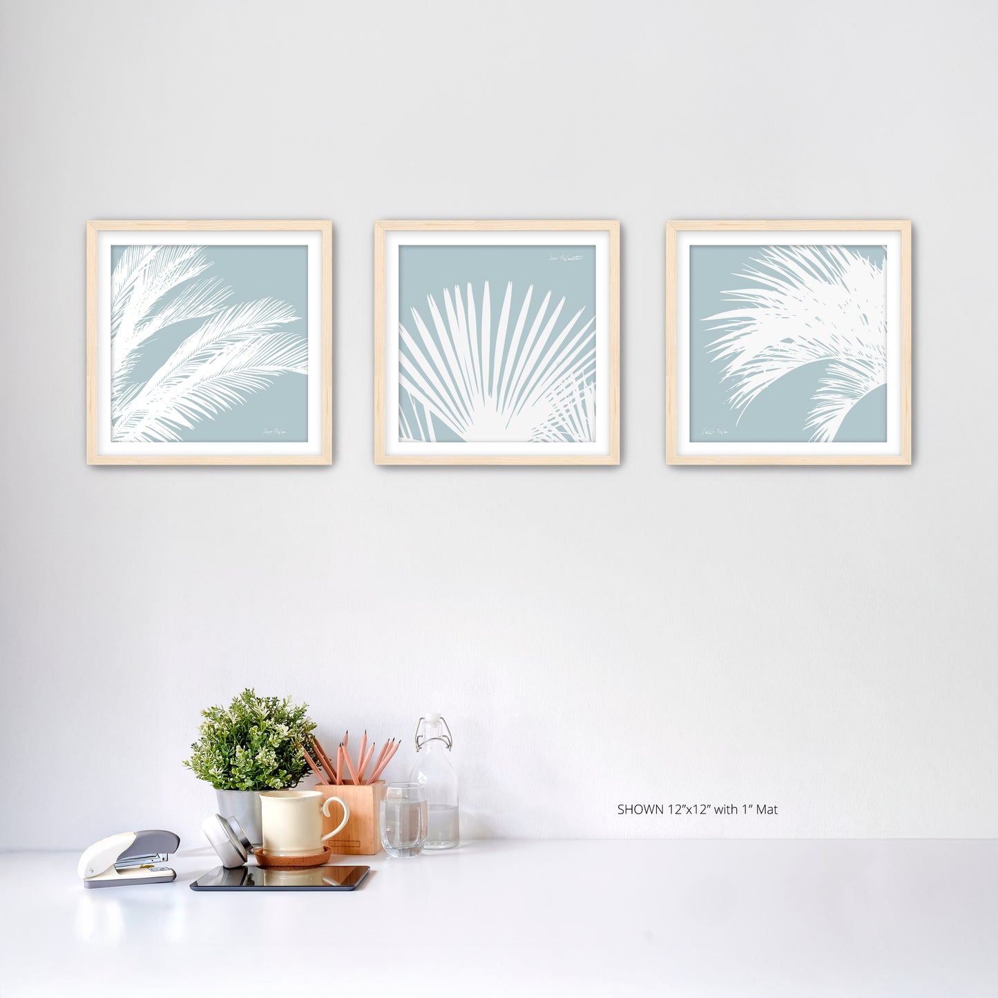 South Carolina Palms Triptych (three 12"x12" framed prints)