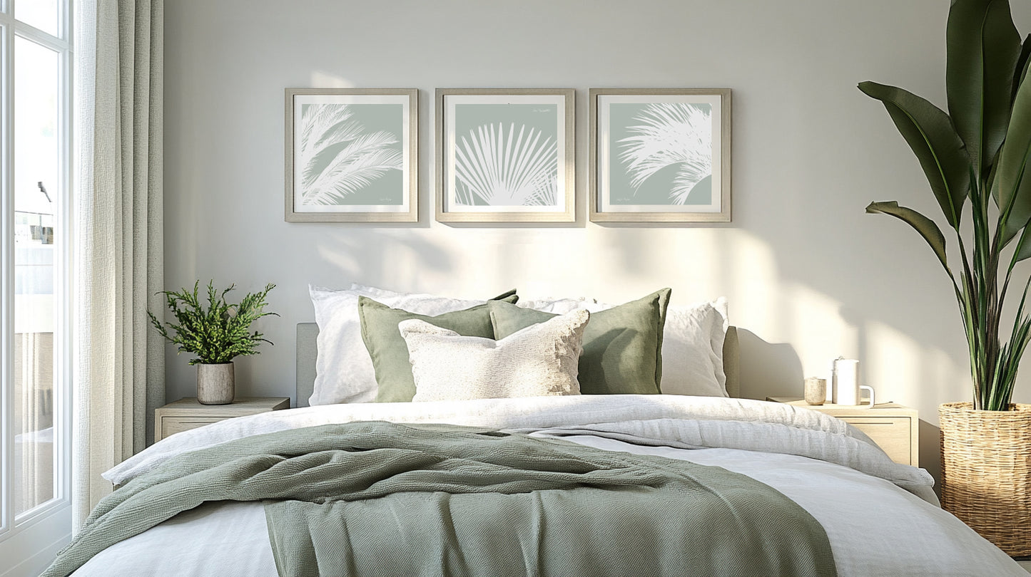 South Carolina Palms Triptych (three 12"x12" framed prints)