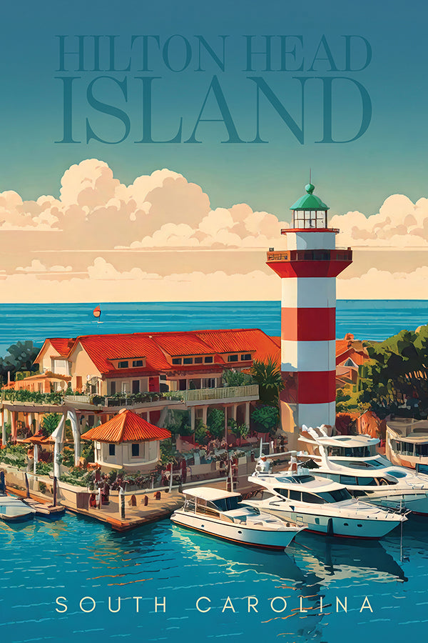 Hilton Head Island Harbour Town Digital Art Print