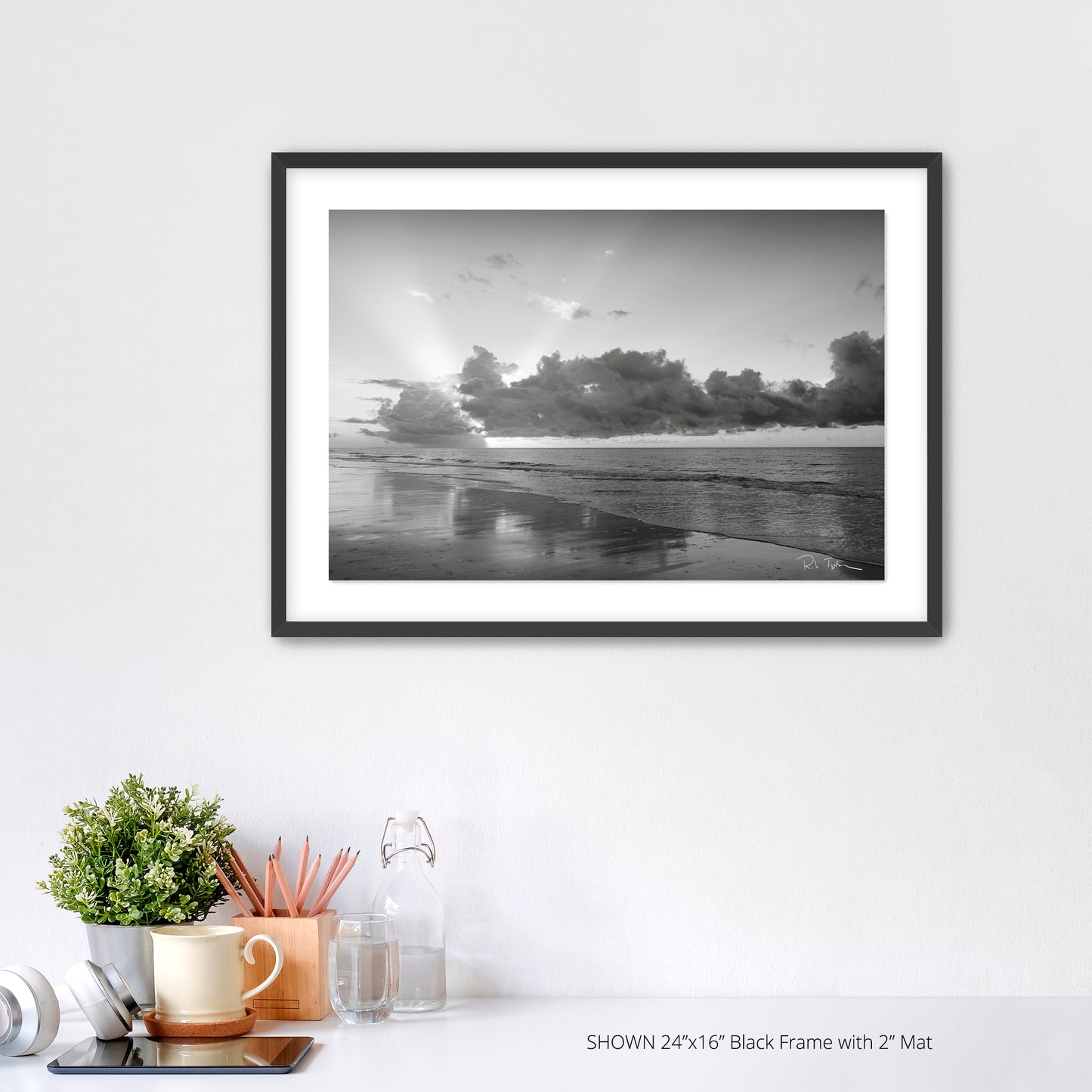 Beach Sunrise - Black & White